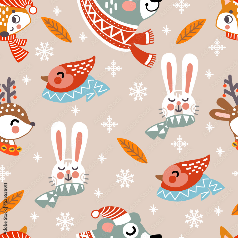 Seamless pattern christmas friends background vector illustration
