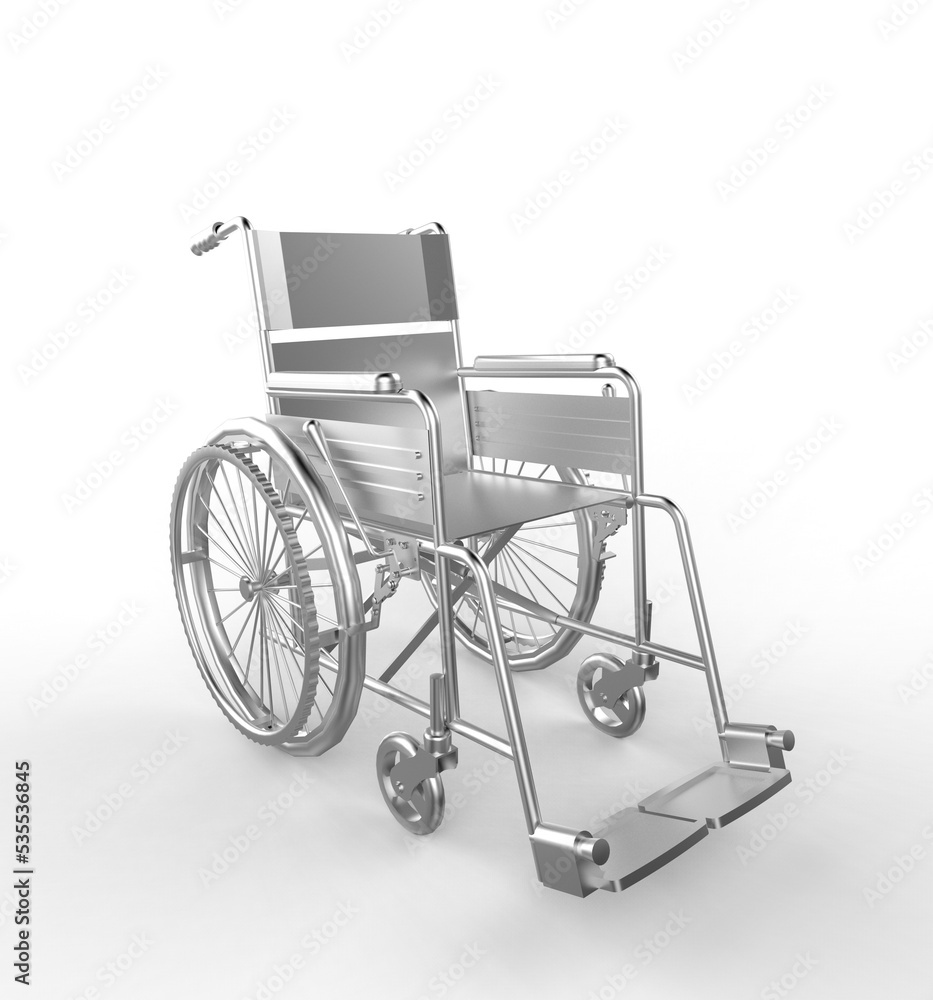 Glossy shiny golden metal wheelchair isolated on light background 3d rendering on transparent background Glossy shiny golden metal wheelchair isolated on light background 3d rendering on transparent background