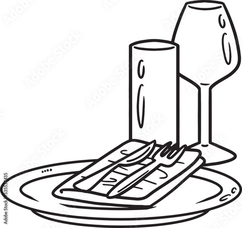 Reception Table Isolated Coloring Page for Kids