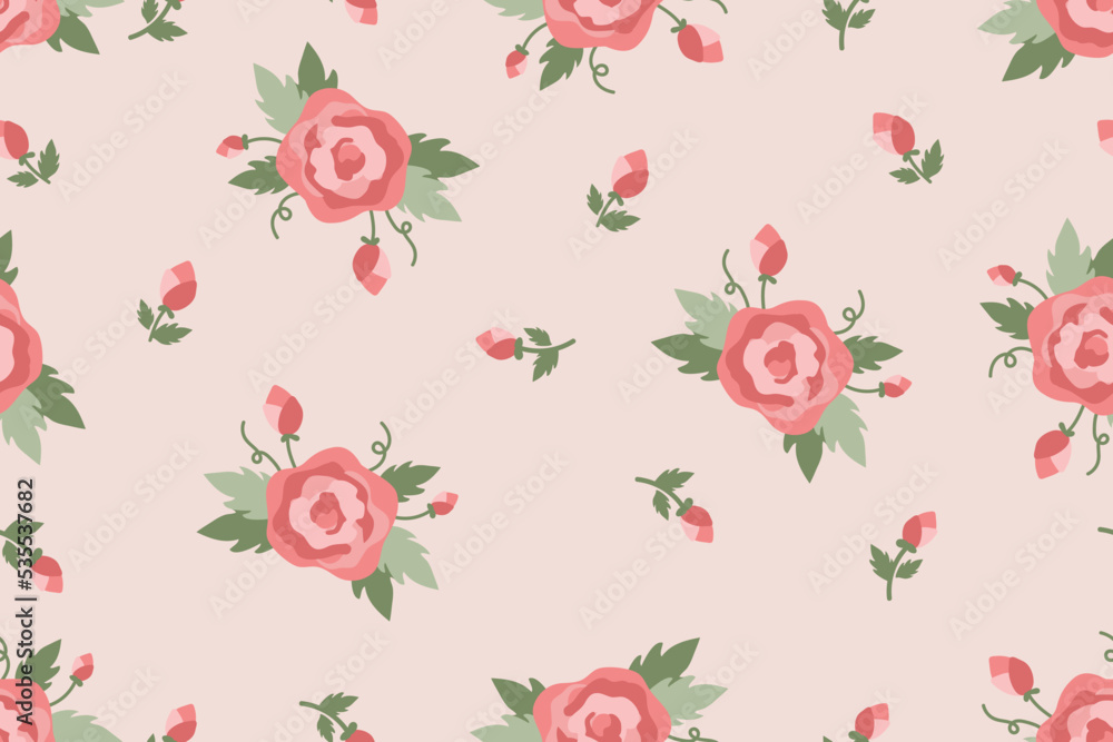 Rose pink pastel vintage clothes fabric doodle pattern