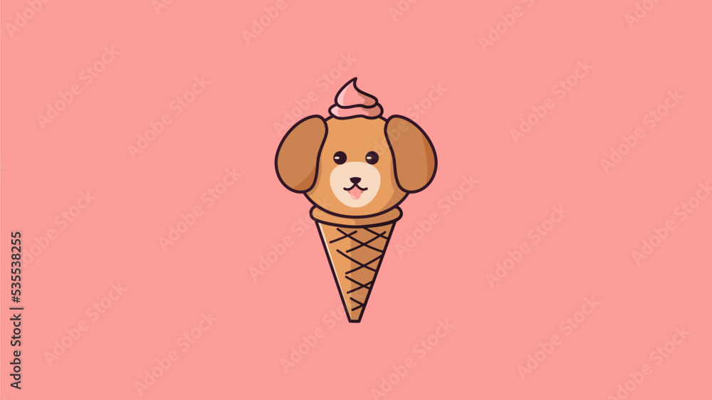 cute ice cream puppy dog cartoon mascot Stock Vector Adobe Stock