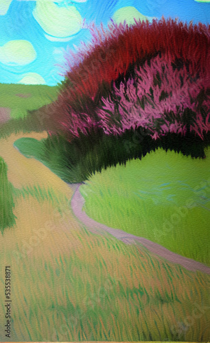 Rural landscape digital painting in Van Gogh style © AnnArts