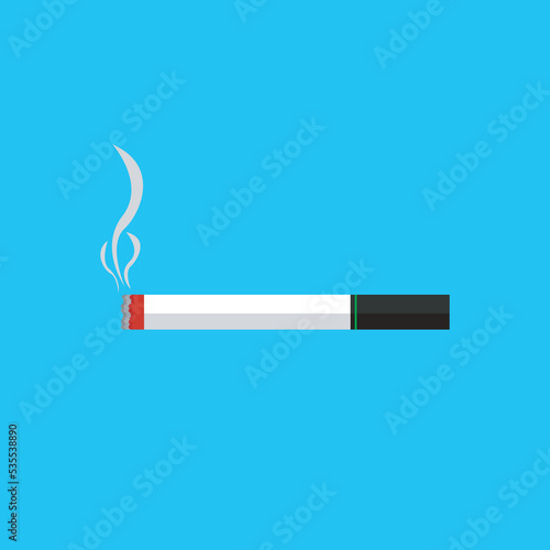 a cigarette with a black butt lit sedan marked with a red tip and emitting smoke