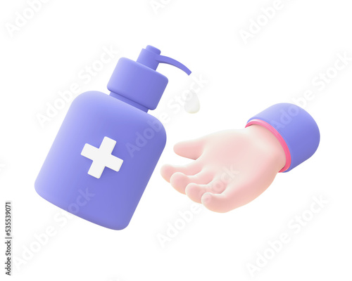 3d illustration icon of purple washing hand for UI UX web mobile apps social media ads designs