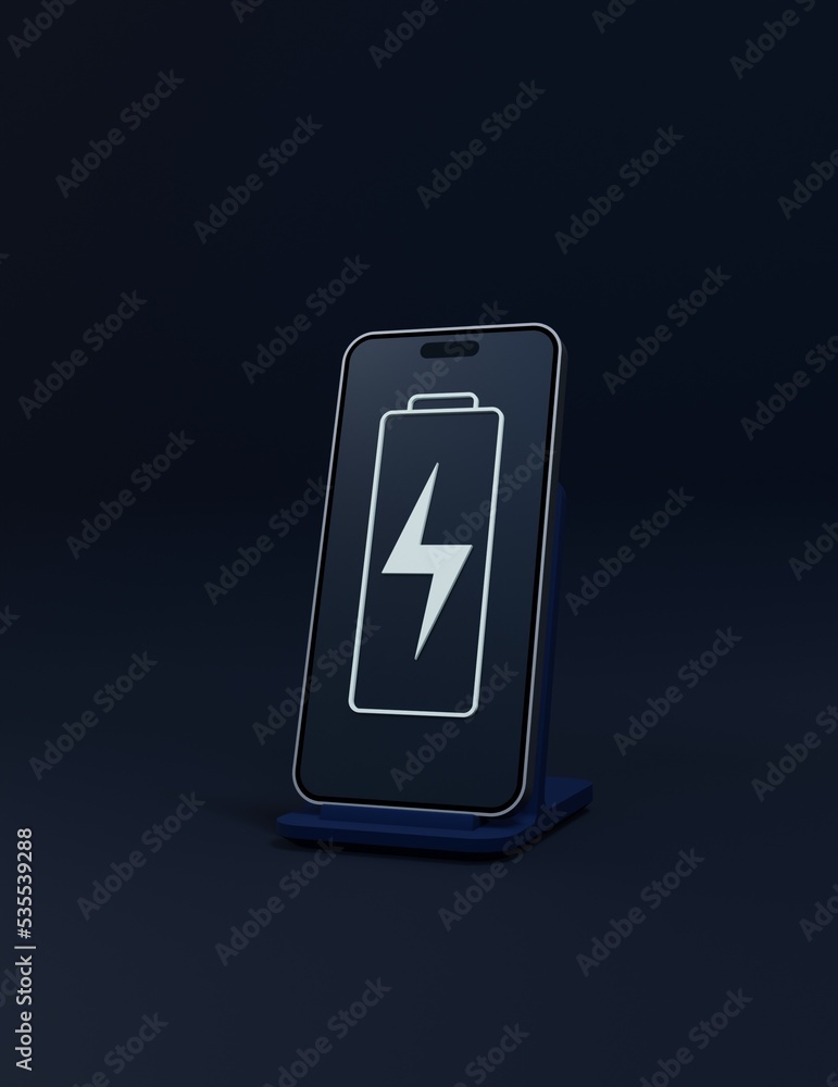 Wireless Smartphone Battery Charging Indicator Symbol 3D Illustration Wireless Smartphone Battery Charging Indicator Symbol 3D Illustration