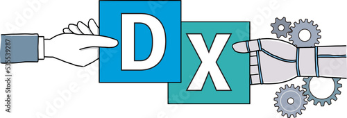 DXのロゴを持つ手
