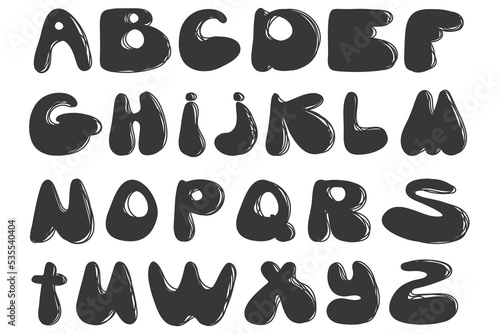 Cute hand drawn alphabet made in vector. Doodle letters for your design. Vector cartoon alphabet white background. Funny abc design for book cover, poster, card, print on baby's clothes
