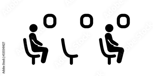 Social distance in airplane. Save flights. Keep a safe simple thin line icon vector illustration.