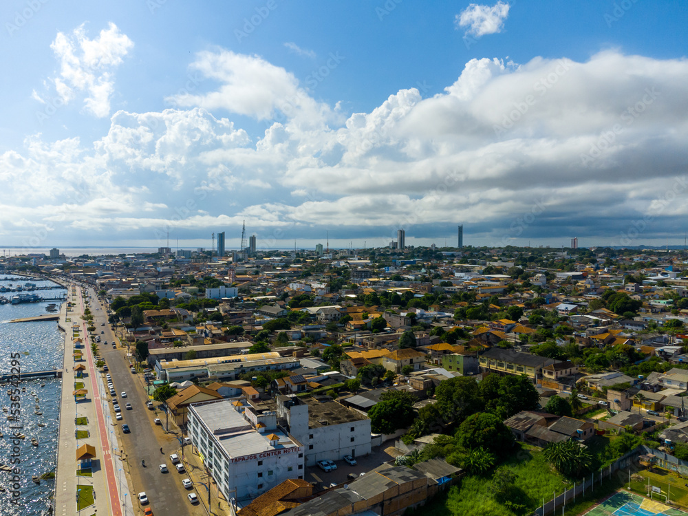 Fototapeta premium Aerial view of the city of Santarèm in the state of Parà in Brazil
