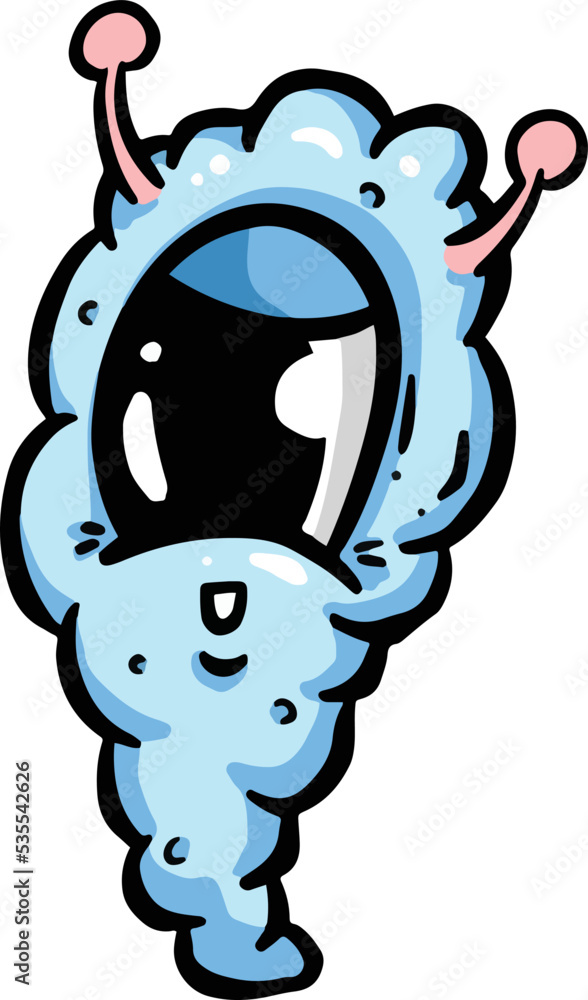 Pupa or Cocoon Style Blob Alien Cartoon Character with Antenna Pupa or Cocoon Style Blob Alien Cartoon Character with Antenna