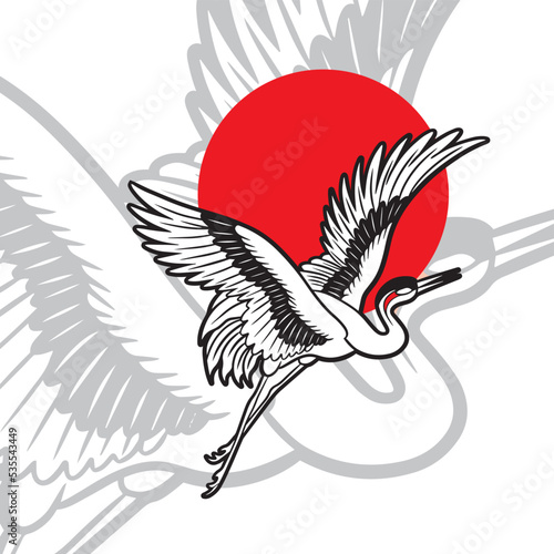 Crane bird isolated vector illustration.	
