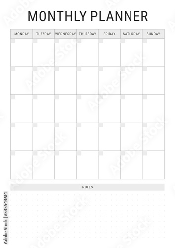 Black and white Monthly Planner