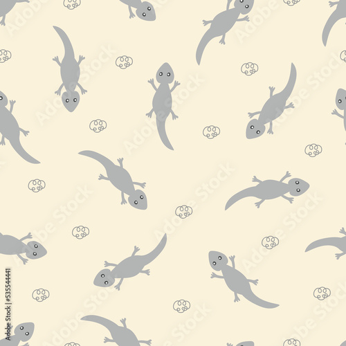 Lizard doodle line art cartoon pattern