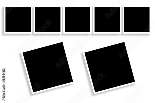 7 Square photo frames in black   white color   a  creative layout. Used as a printable photo collage template or a mock up for album pictures or photographs collection in a classic old style.