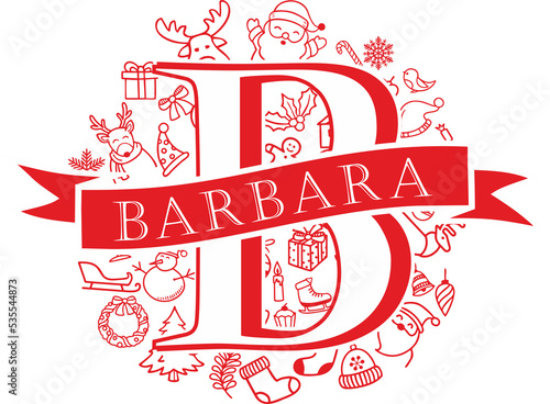 christmas split monogram design - barbara png