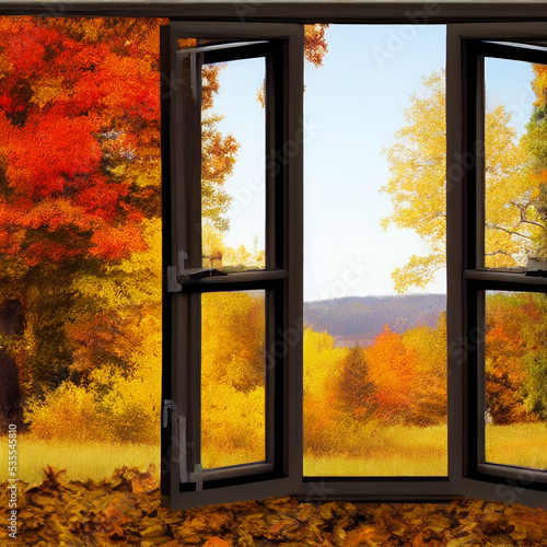 Fall THrough The Window - Abstract  Fall Landscape photo
