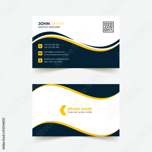modern waveshape name card and business card photo