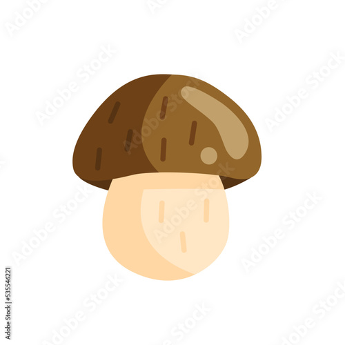 A white mushroom cep in a cartoon flat style isolated on a white background. Vector illustration.