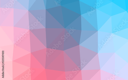 Light Blue, Red vector shining triangular background.