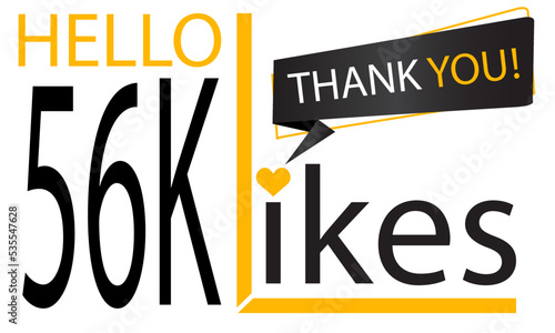 Thanks 56k Design likes. Celebrating 56000 or fifty six thousand likes. Vector illustration.