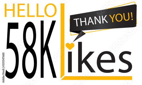 Thanks 58k Design likes. Celebrating 58000 or fifty eight thousand likes. Vector illustration.