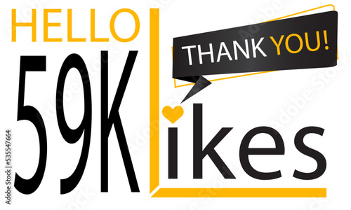 Thanks 59k Design likes. Celebrating 59000 or fifty nine thousand likes. Vector illustration.