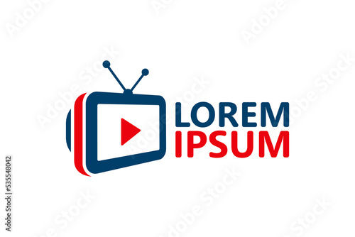 Play video television logo template design vector