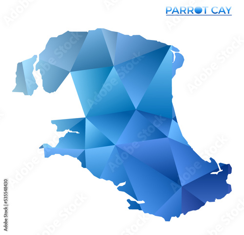 Vector polygonal Parrot Cay map. Vibrant geometric island in low poly style. Modern illustration for your infographics. Technology, internet, network concept. photo