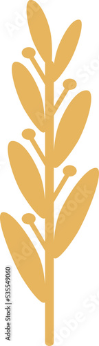 Grain ear icon. Yellow rye symbol. Farm crop