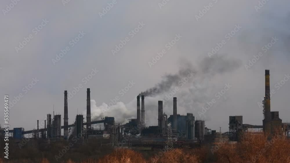 Industrial steam. Global warming. Smoking chimneys industry. Smoke plant footage. Air pollution concept. Industrial steam. Global warming. Smoking chimneys industry. Smoke plant footage. Air pollution concept.