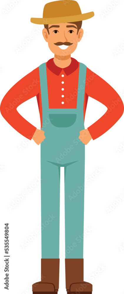 Farmer icon. Happy gardener. Smiling man character Farmer icon. Happy gardener. Smiling man character