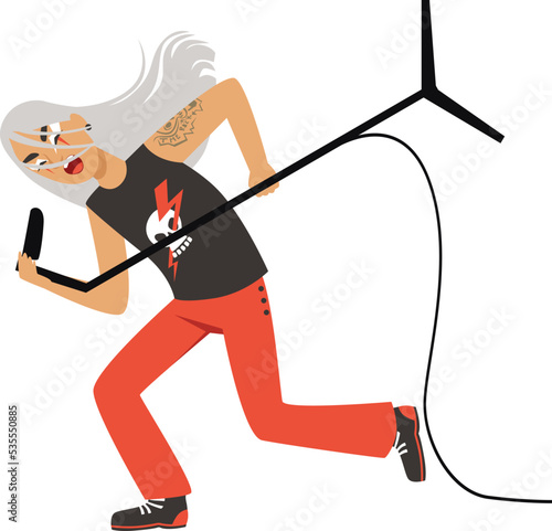 Music star singer. Rock band musician character