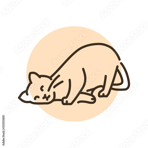 Happy cat caresses color line icon. Pictogram for web page
