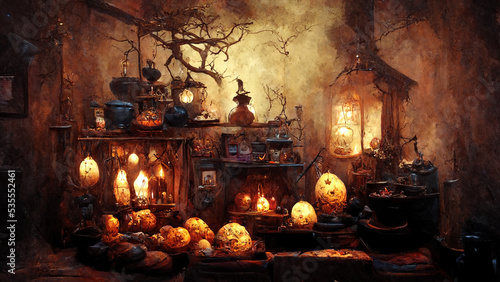 carved pumpkins or jack-o-lanterns at night Halloween