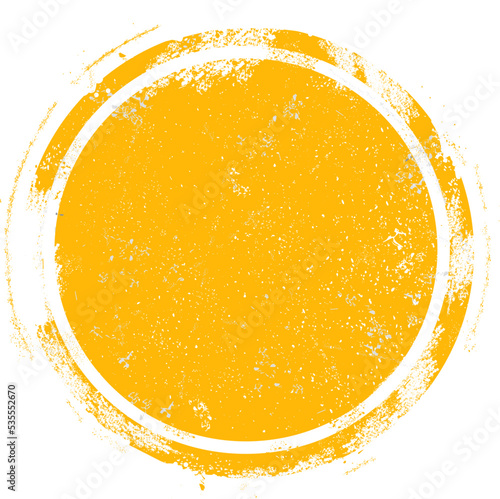 Orange grunge circle stamp. Round stamp vector isolated on white background. Orange stamp vector. For grunge badge, seal, ink and stamp design template. Round grunge hand drawn circle shape, vector