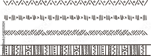 Decorative pattern line set. Tribal ornament border