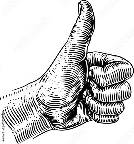 Thumb Up Sign Hand Retro Vi...
