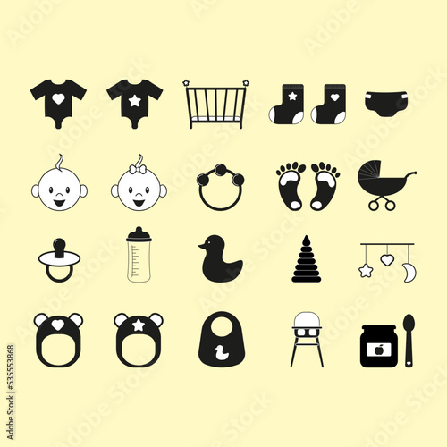 set of icons for the baby in a linear style