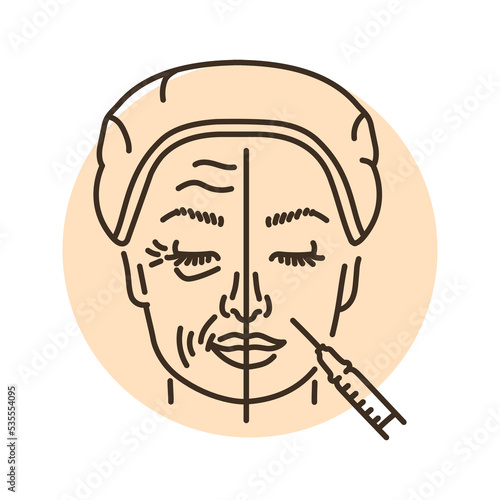 Plasmolifting therapy color line illustration. Hyaluronic injection.