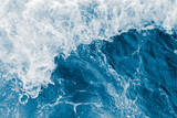 Dark blue sea ocean wave and white foam