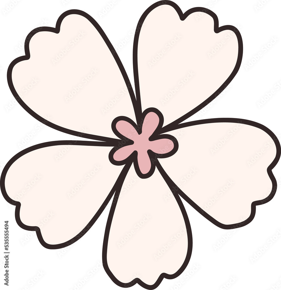 Retro groovy flower clipart, abstract floral contour
