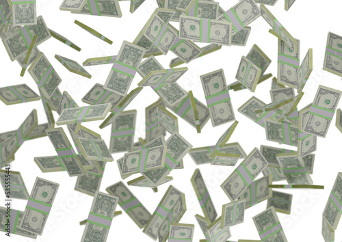 one dollar stack of money, 3D render, illustration, Dollar Bills isolated on background
