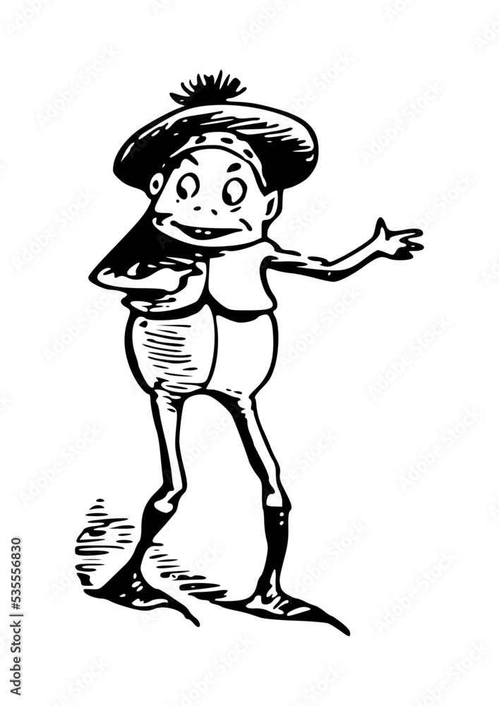 Kobold lächelnd und zeigend