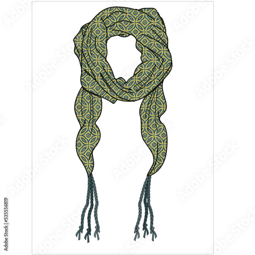 WINTER WEAR UNISEX SCARF MUFFLER WITH PRINT AND PATTERN VECTOR SKETCH