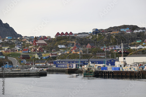 View of the small town of Sisimiut in Greenland, Denmark   photo