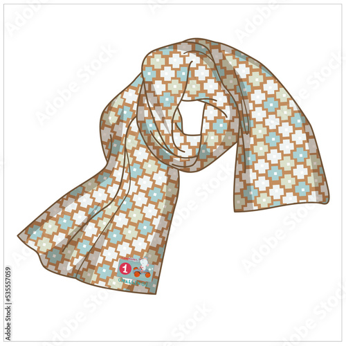 WINTER WEAR UNISEX SCARF MUFFLER WITH PRINT AND PATTERN VECTOR SKETCH