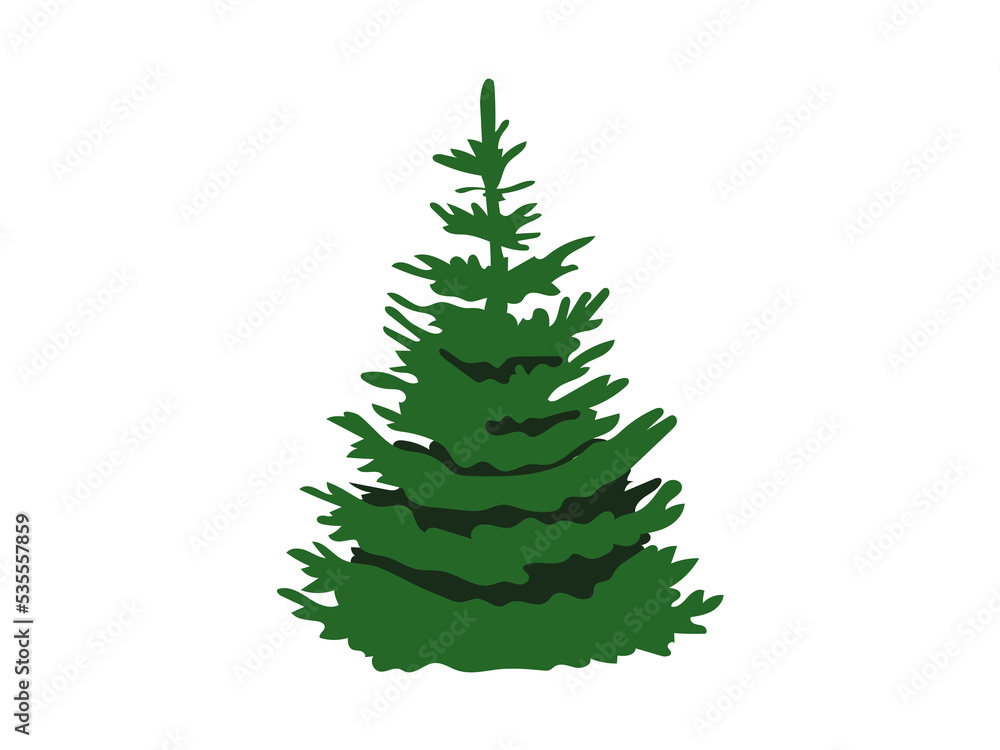 Hand drawn vector Christmas tree isolated on the white background