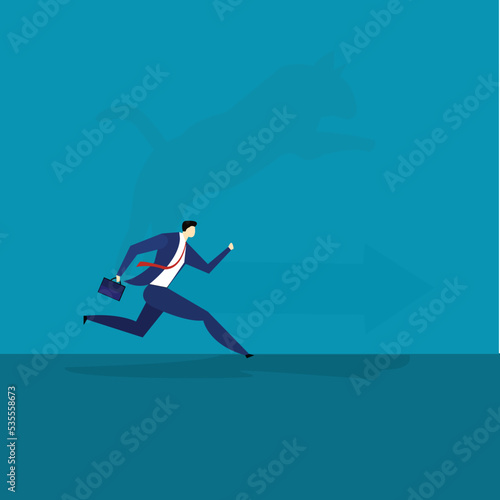 businessman running for progress