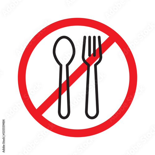 No Spoon and Fork Icon Vector Illustration Design