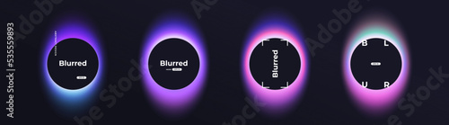 Circle banner with gradient isolated on black background. Vector set. Fluid vivid gradients for banners, brochures, covers. Abstract liquid shapes. Colorful bright neon template. Dynamic soft color.